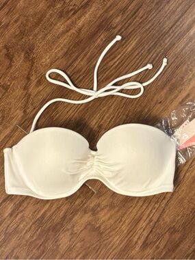 Victoria's Secret White Strapless Bandeau Bikini Top
